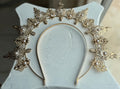 Diadema Corona Dorada con Perlas