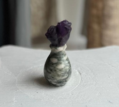 Florero Ametrino en Base Jaspe Zebra