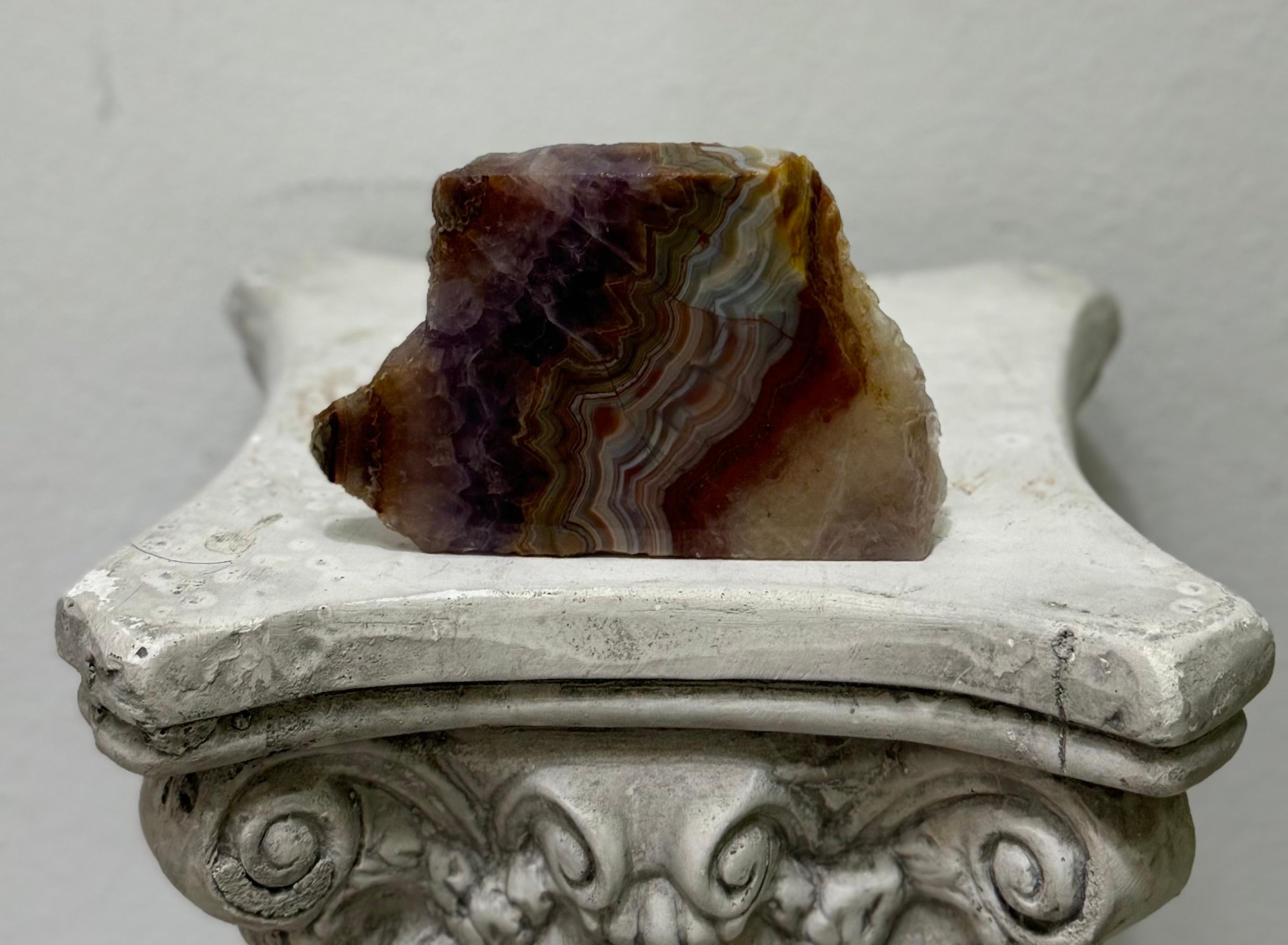 Tajada Estriada de Ágata Rosa, Amatista y Citrina