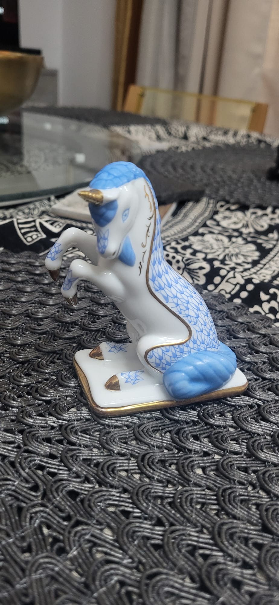 Figura Unicornio Azul y Blanco